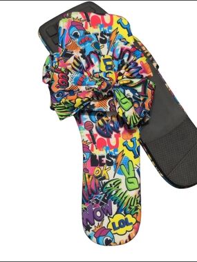 New Slip On Shoes Sandals Comic Wow Ok You Best Lol Funny Colorful Bow Slides 41